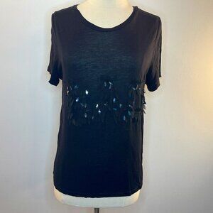 FRENCH CONNECTION Women's Black Good Bad Sewuin S/S Tee - Size Small - NWT $58